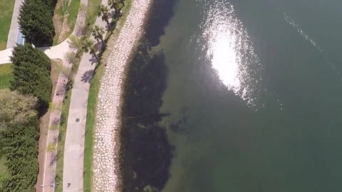 Aerial walking path and seashore Stock-Footage 188434189