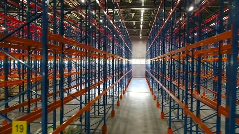 Aerial: Warehouse interior. Stock Footage 77278172