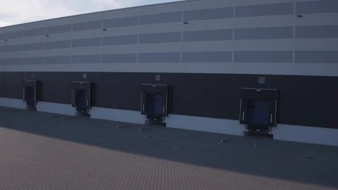 Aerial warehouse shot with loading gates and ramps Stock Footage 94801290