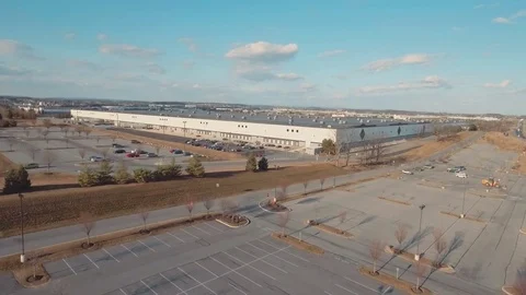 Aerial warehouse sunset Stock Footage 72968261