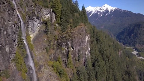 Aerial of Waterfall and Mountain Stock Footage 120085190