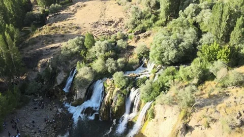 Aerial waterfall forest Stock Footage 240759415