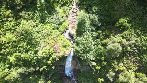 Aerial waterfall forest Stockbeeldmateriaal 240778485