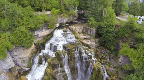 Aerial Waterfall: Inglis Falls Stock Footage 29029136