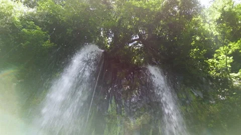 Aerial Waterfall Landscape Surrounded by Forest Stock Footage 335571613