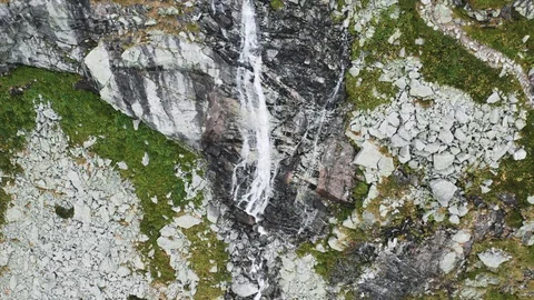 Aerial Waterfall with path, in Slovakia High Tatras Mountains Vídeos de archivo 125994785