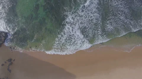 Aerial Waves on Beach, Cliffs Stock Footage 62445117