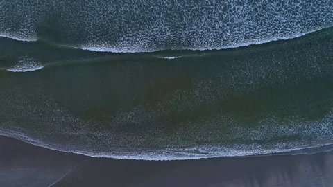 Aerial of waves on Farstad sand beach in Norway Stock Footage 100352243