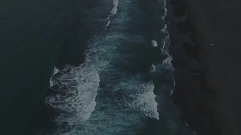 Aerial waves on Khalaktyrsky Beach black sand coastline, Kamchatka shore Stock Footage 334102653