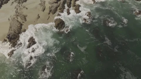Aerial waves over rocks Stock Footage 279775768