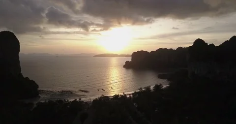 Aerial West Railay Sunset Stock Footage 80363885