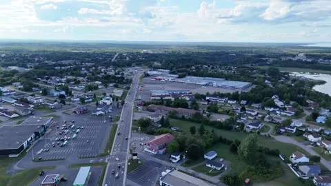 Aerial of West Side of Bathurst, New Brunswick, Canada Stock Footage 339780272