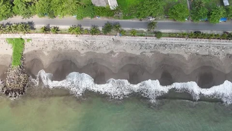 Aerial Weves on the beach Stock Footage 259474751