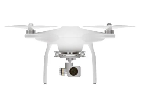Aerial white drone with a camera Stock Illustration