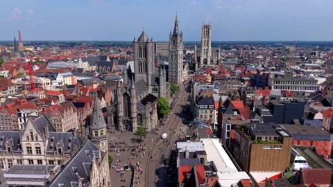 Aerial wide angle panoramic view alignment of the three famous historic town Stock Footage 339368956