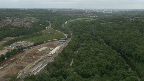 Aerial Wide of Leeds Redevelopment Stock Footage 101553424