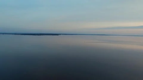 Aerial: wide river sunset Stock Footage 61887748