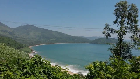 Aerial wide shot - epic view to a wild ocean, mountains Stock Footage 101726445