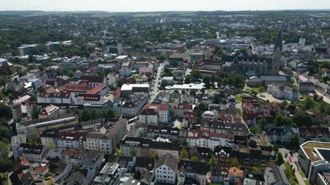Aerial wide view of the old town around the city Paderborn  Stock Footage 286737553