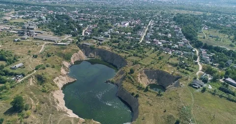Aerial wiev: A large Karst dips due to submerged salt mines 動画素材 84445681