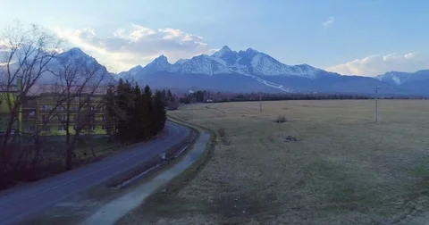Aerial Wiev, Sunset in the High Tatras, Slovakia, Europe Stockbeeldmateriaal 83210138