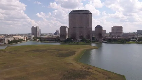 Aerial of William Square and Las Colinas in Irving, TX Stock Footage 81148418