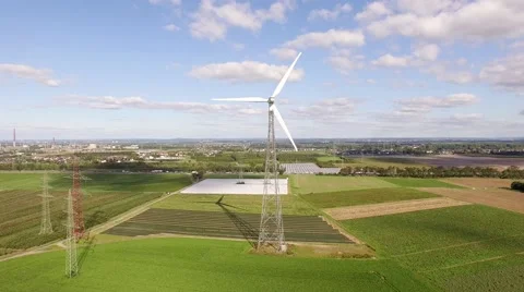 Aerial of a wind engine in germany Stock Footage 55684457