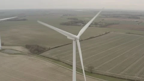 Aerial of Wind Turbine tracking back. 4K D-Log 動画素材 149979437