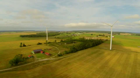Aerial Wind Turbines Stock Footage 29028272