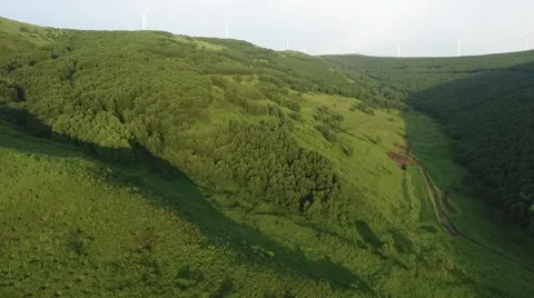 Aerial of windfarm in China Stock Footage 59551771