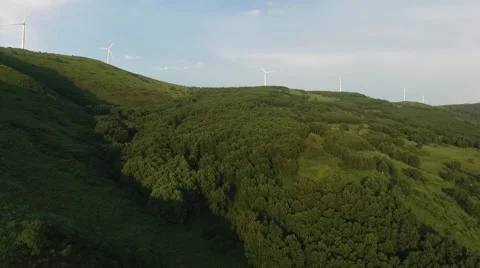 Aerial of windfarm in China Stock Footage 59552096