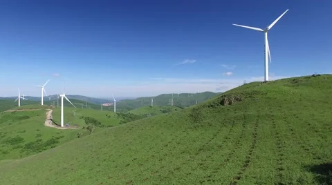 Aerial of windfarm in China Stock Footage 59552100