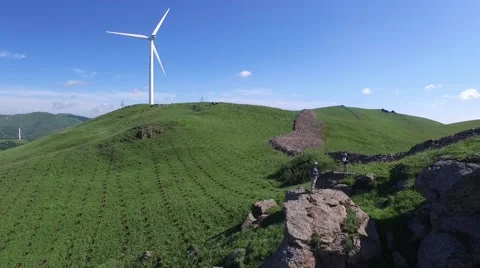 Aerial of windfarm in China Stock Footage 59552119