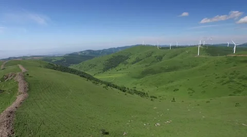 Aerial of windfarm in China Stock Footage 59552141