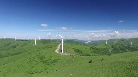 Aerial of windfarm in China Stock Footage 59552244