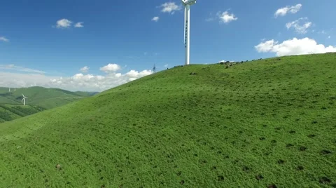Aerial of windfarm in China Stock Footage 59552263