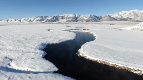 Aerial Winding River Winter 스톡 동영상 89528526