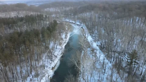 Aerial Winter Forest Stock Footage 170395881