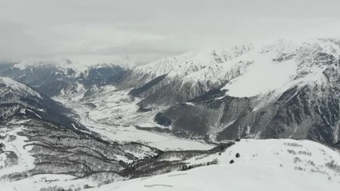 Aerial winter landscape with pine trees covered with snow in spruce forest Stock Footage 237823476