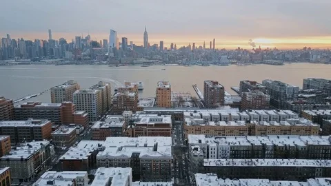 Aerial Winter New York City 4K Stock Footage