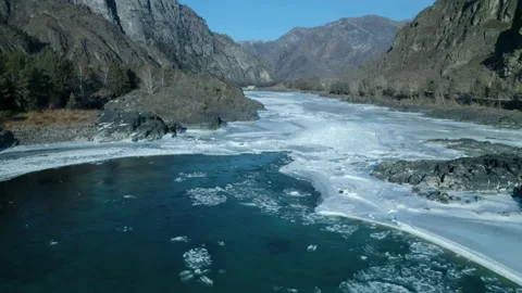 Aerial winter river Stock Footage 168160922