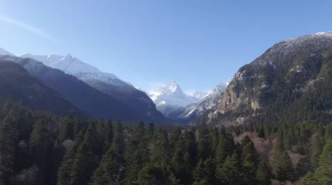 Aerial winter road forest Stock Footage 62711337
