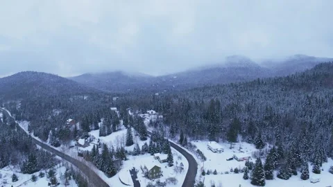 Aerial winter valley flow Stock Footage 321102886