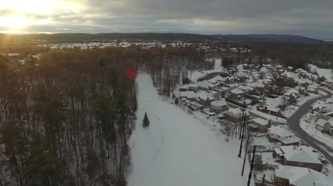 Aerial winter view sunset Stock Footage 58730020