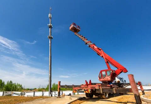 An aerial work platform, also known as an aerial device, elevating work platform Stock Photos