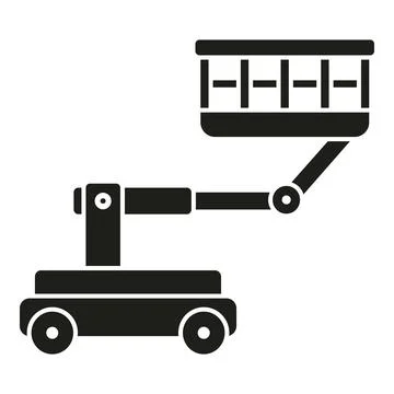 Aerial work platform construction lift machinery icon Ilustración de archivo