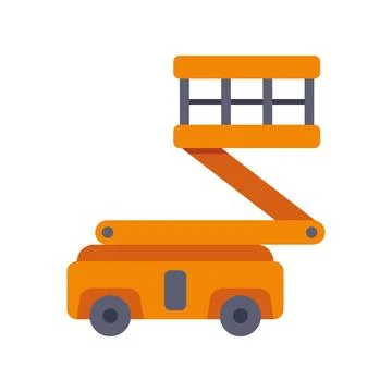 Aerial work platform lift machine flat icon Ilustración de archivo