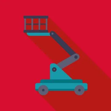 Aerial work platform lifting equipment construction flat icon Ilustración de archivo