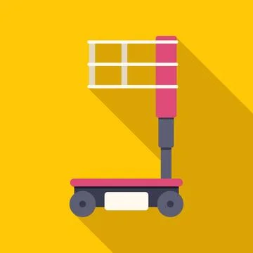 Aerial work platform lifting equipment flat icon design Stock Illustration