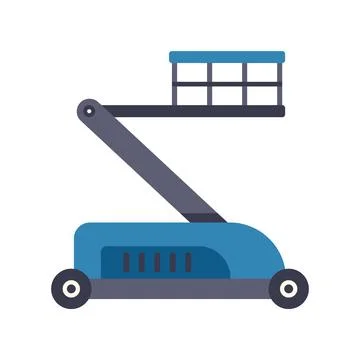 Aerial work platform lifting equipment icon flat design Stock Illustration